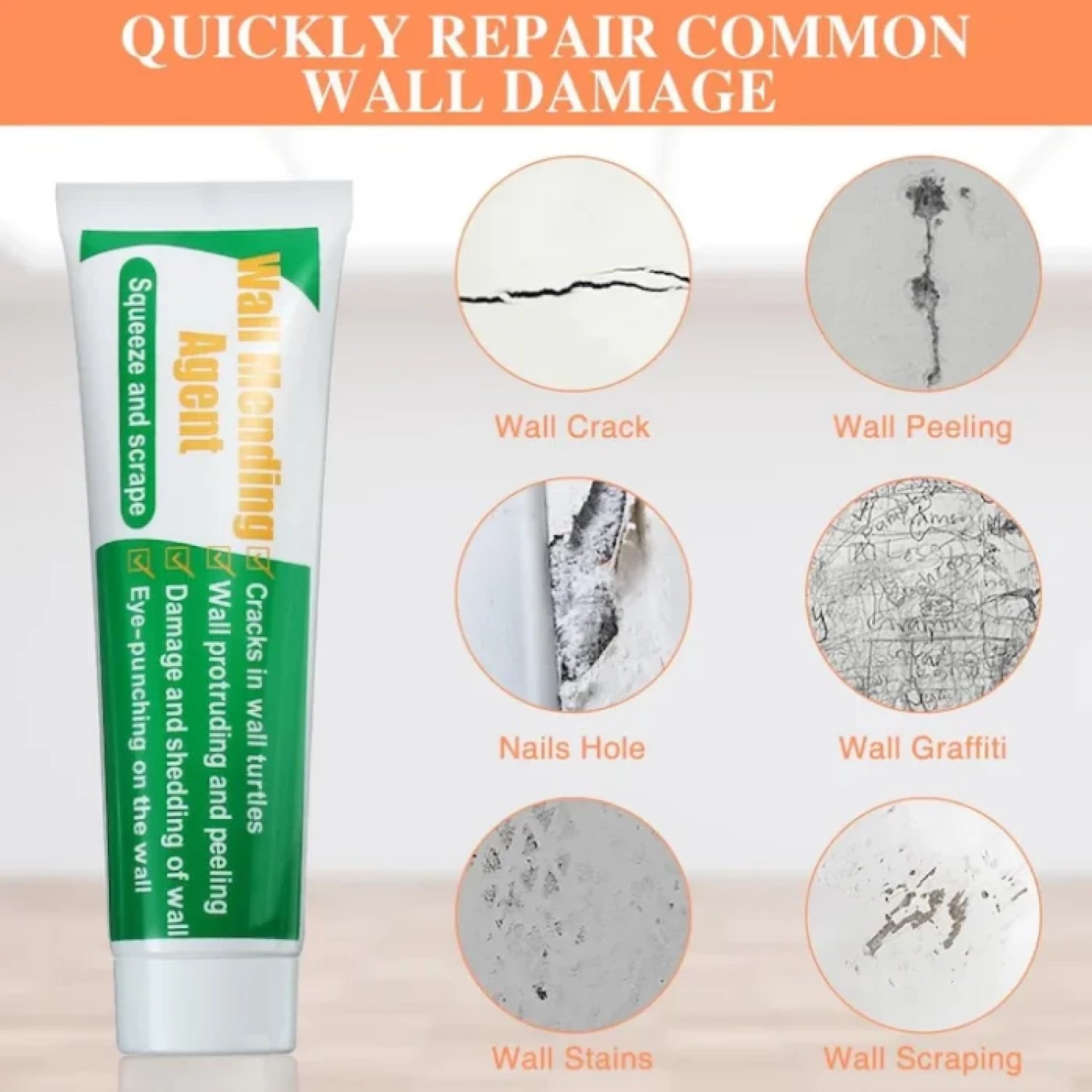 Chit Reparare Pereți Instant, Uscare Rapidă, Aplicare Pastă, Alb, Spatula Inclusă [1]