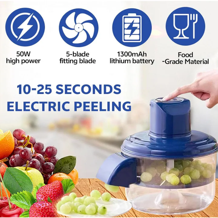 Dispozitiv electric pentru curățare struguri și usturoi, 50W, wireless cu încărcare USB, design compact din inox și ABS, utilizare ușoară [6]