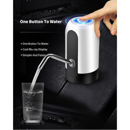 Dozator electric apă pentru bidon, cu încărcare USB, indicator LED, utilizare simplă prin apăsare, compatibil universal, portabil [2]
