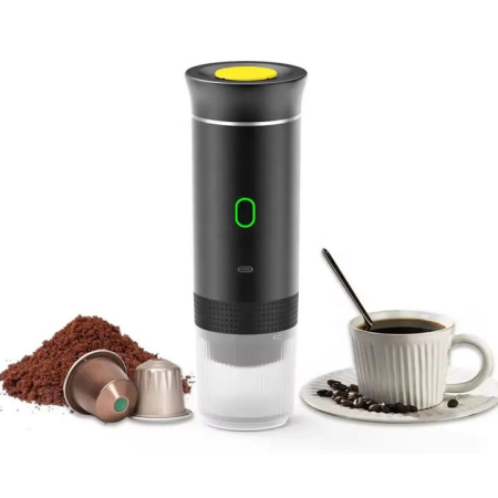 Espressor Portabil 60 ml, 72W, 12V, cu Mod Încălzire Apă, Compatibil Capsule Nespresso, Dolce Gusto, Cafea Măcinată și Ciocolată Caldă, Carcasă din Plastic și Inox, Design Compact pentru Călătorii [10]