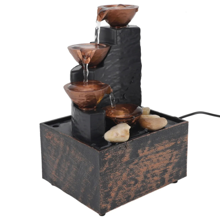 Fântână Decorativă de Masă Premium cu Cascadă, Recirculare Continuă a Apei, Pompă Ultra Silențioasă, Design Elegant, Material Durabil de Înaltă Calitate, Dimensiuni 17 x 11 x 9 cm [2]