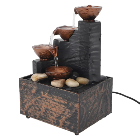 Fântână Decorativă de Masă Premium cu Cascadă, Recirculare Continuă a Apei, Pompă Ultra Silențioasă, Design Elegant, Material Durabil de Înaltă Calitate, Dimensiuni 17 x 11 x 9 cm [3]
