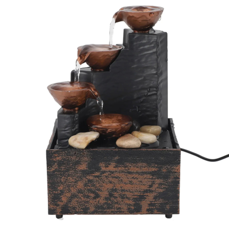 Casa si Bucatarie - Fântână Decorativă de Masă Premium cu Cascadă, Recirculare Continuă a Apei, Pompă Ultra Silențioasă, Design Elegant, Material Durabil de Înaltă Calitate, Dimensiuni 17 x 11 x 9 cm