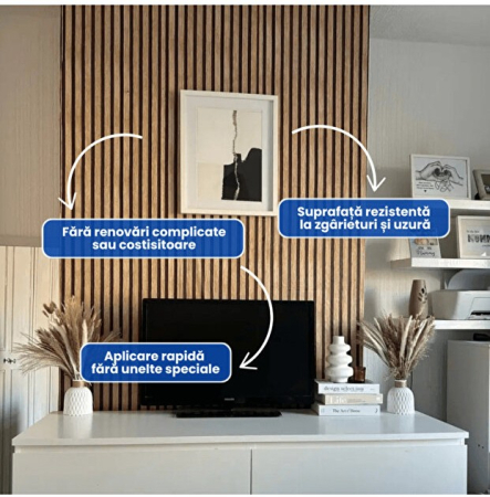 Folie decorativă autoadezivă cu textură de lemn, 300 × 45 cm, recomandată pentru decorarea pereților și mobilierului, rezistentă și ușor de montat, bej [5]