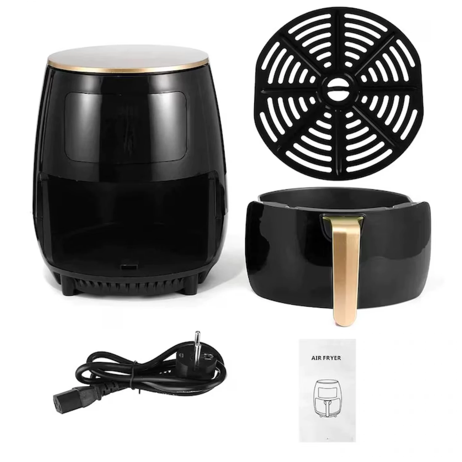 Friteuza fara Ulei cu aer cald, 2400 W, Functie de Coacere, 6l, LCD, + Set 50 bucati hartie de copt inclus [1]