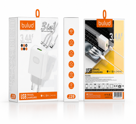 Accesorii Telefoane - Încărcător de Rețea cu 3 Porturi USB, Alimentare Simultană pentru 3 Dispozitive, Tensiune 100-240V, Design Compact și Portabil, Compatibil cu Smartphone, Tabletă, Power Bank și Alte Dispozitive USB