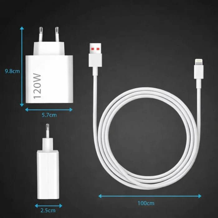 Încărcător Rapid USB 120W - Compatibil Xiaomi, Huawei, Android, Design Compact și Protecții Avansate [2]