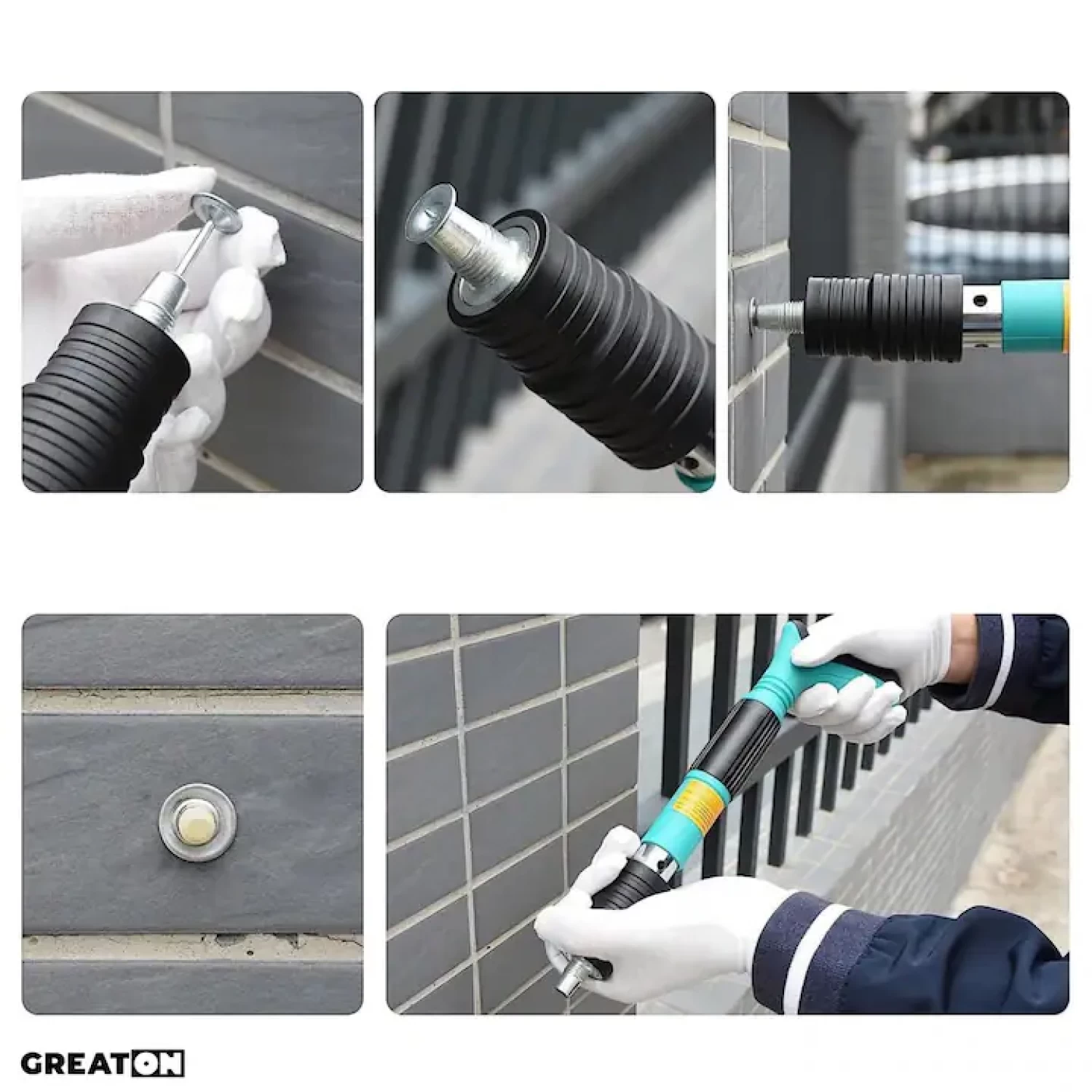 Kit Pistol de Nituri pentru Fixare Cuie, Pneumatic și Manual, pentru Perete, Tavan, Podea și Lemn, Compatibil Calibru 7.3 cm, cu Ochelari de Protecție și Trusă de Transport [3]