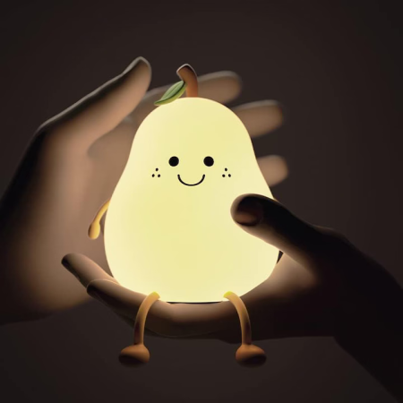 Lampă de noapte copii tip pară, LED, 7 culori de iluminare, senzor tactil, acumulator 1200 mAh cu încărcare USB-C, portabilă, alb [4]