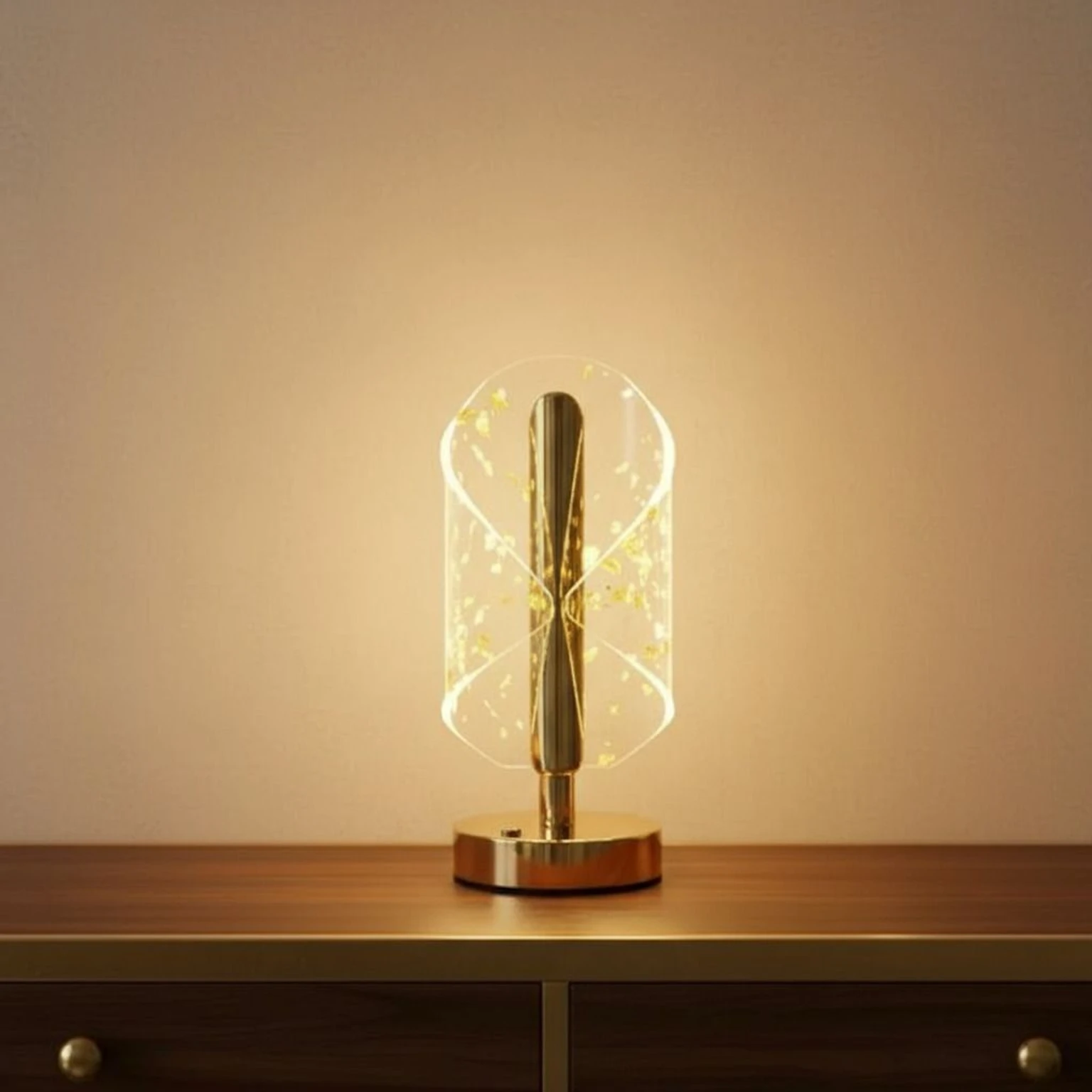Lampă LED acrilică 3D, model cer înstelat, bază aurie, control tactil, wireless, lumină ambientală pentru dormitor și birou [4]