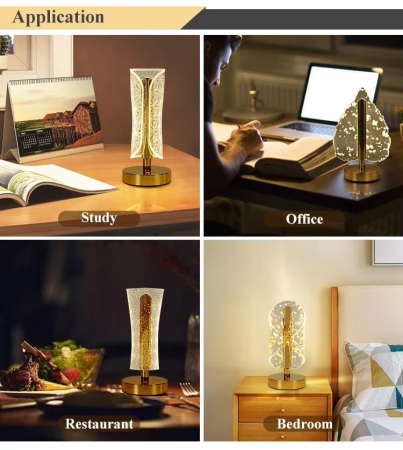 Lampă LED de Masă din Cristal, Control Tactil, Lumină Caldă Ambientală, Design Elegant și Modern, Consum Redus de Energie, Dimensiuni 12 × 10 × 5 cm, Ideală pentru Dormitor, Noptieră, Living și Birou [3]