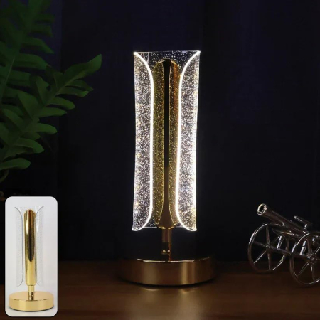 Lampă LED de Masă din Cristal, Control Tactil, Lumină Caldă Ambientală, Design Elegant și Modern, Consum Redus de Energie, Dimensiuni 12 × 10 × 5 cm, Ideală pentru Dormitor, Noptieră, Living și Birou [2]