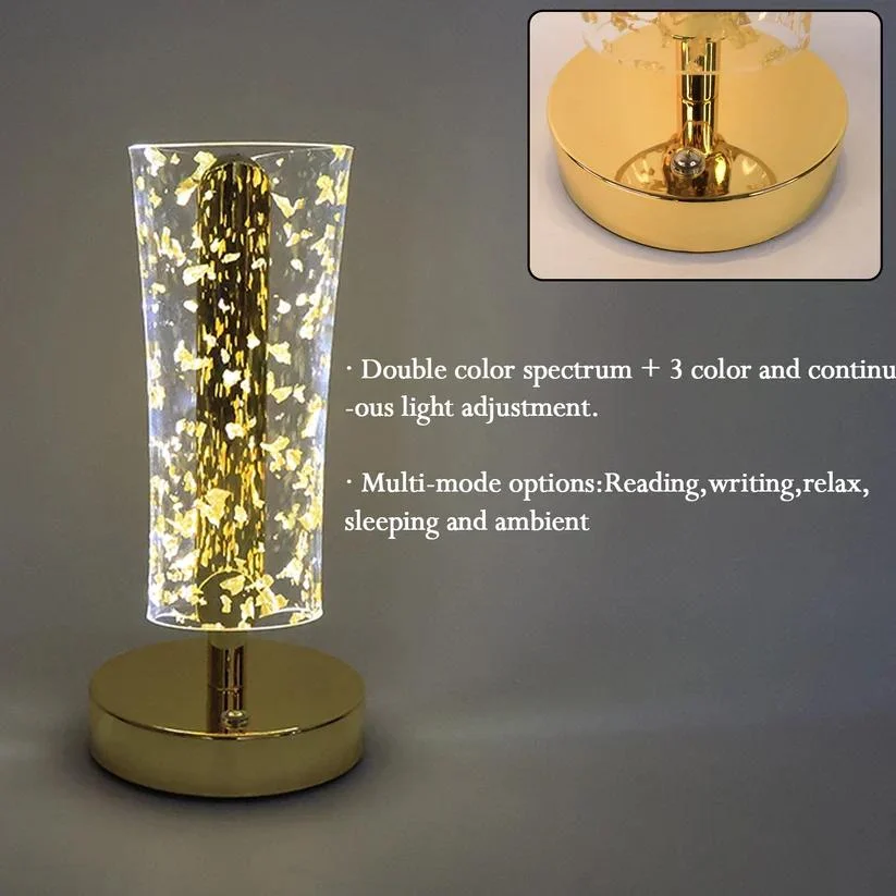 Lampă LED de Masă din Cristal cu Foiță Aurie, Control Tactil, Lumină Alb Cald, Design Oval Elegant, Iluminare Ambientală cu Consum Redus, Dimensiuni 22 x 8 cm [1]