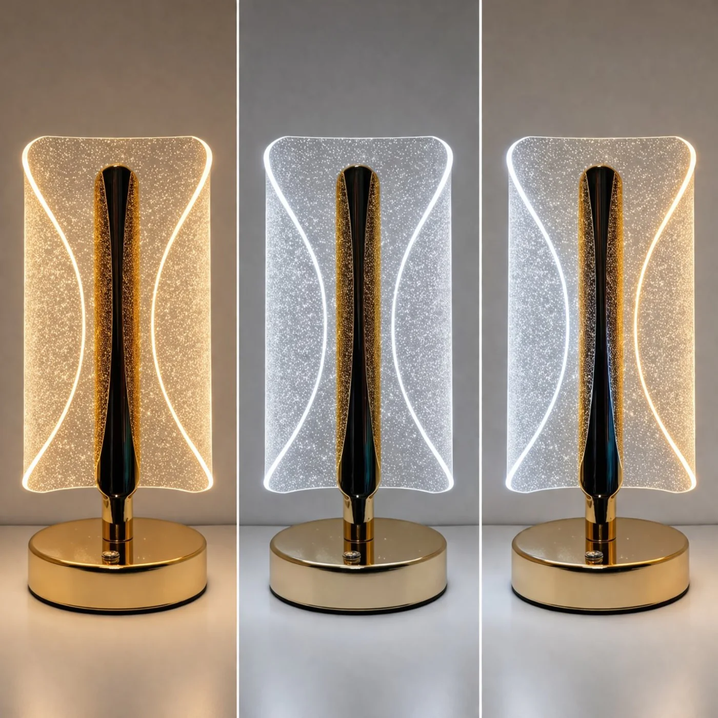 Lampă LED Decorativă Tip Cristal, Înălțime 20,5 cm, 3 Moduri de Iluminare, Control Touch, Reîncărcabilă prin USB, Efect Cristal Sclipitor, Lumină Ambientală Modernă pentru Dormitor, Living sau Birou [1]
