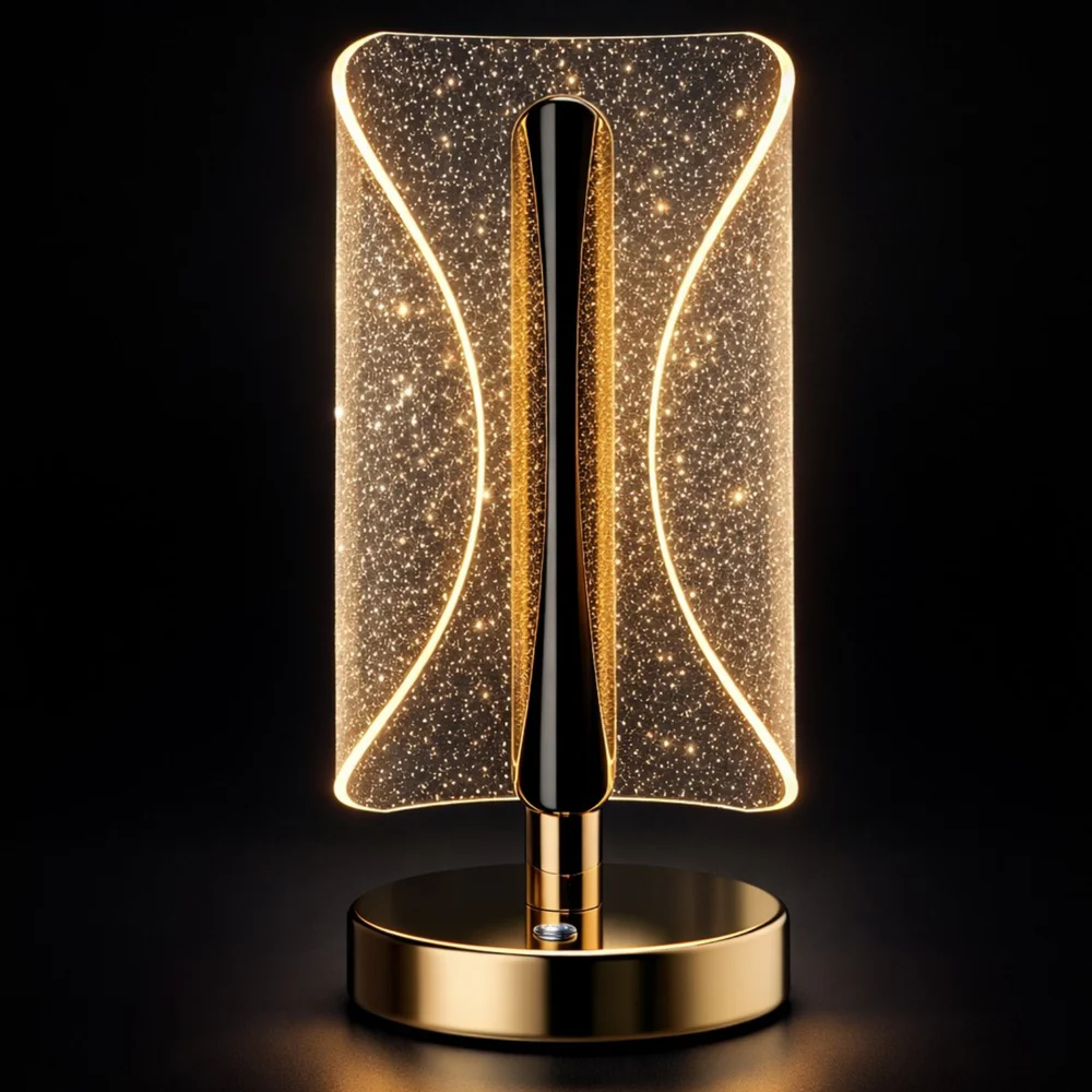Lampi solare si lanterne led - Lampă LED Decorativă Tip Cristal, Înălțime 20,5 cm, 3 Moduri de Iluminare, Control Touch, Reîncărcabilă prin USB, Efect Cristal Sclipitor, Lumină Ambientală Modernă pentru Dormitor, Living sau Birou