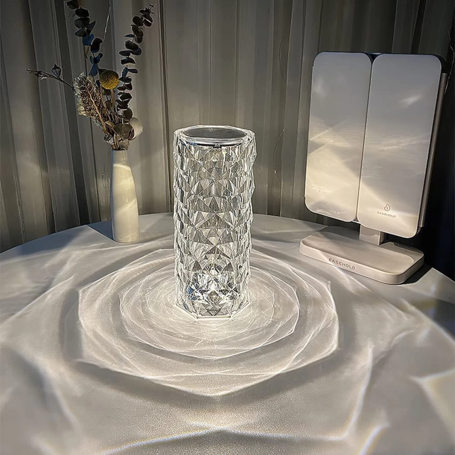 Lampa Luminoasa led Efect Cristal, 3 Lumini Albe, 16 Lumini RGB, Telecomanda Inclusa, Control Tactil, Reincarcabila pentru Dormitor, Birou, Bucatarie, Camping [7]