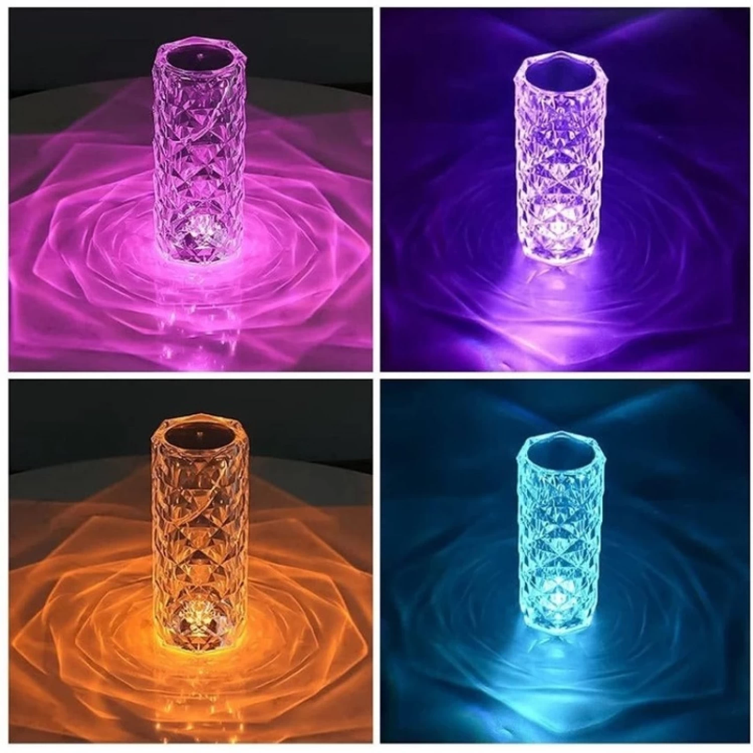 Lampa Luminoasa led Efect Cristal, 3 Lumini Albe, 16 Lumini RGB, Telecomanda Inclusa, Control Tactil, Reincarcabila pentru Dormitor, Birou, Bucatarie, Camping [10]