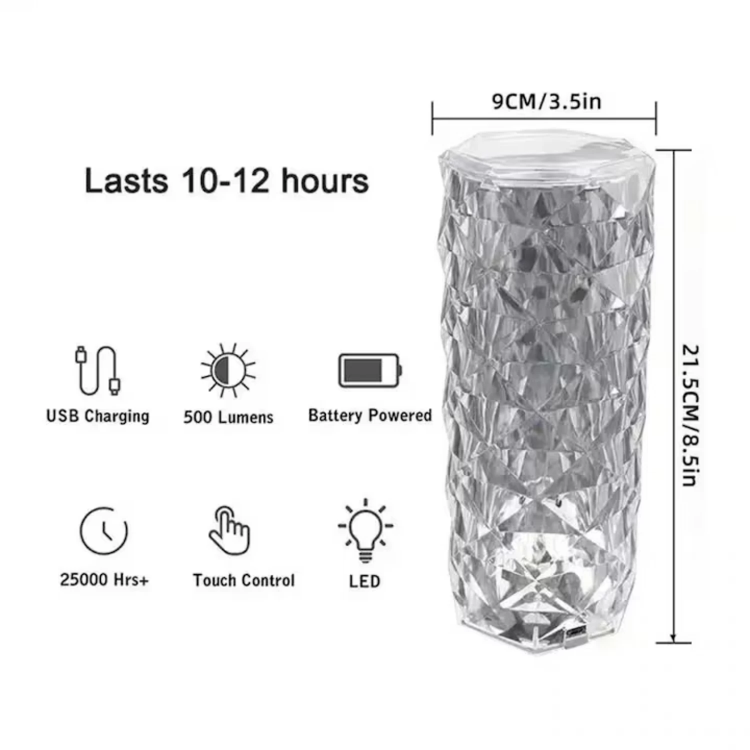 Lampa Luminoasa led Efect Cristal, 3 Lumini Albe, 16 Lumini RGB, Telecomanda Inclusa, Control Tactil, Reincarcabila pentru Dormitor, Birou, Bucatarie, Camping [2]