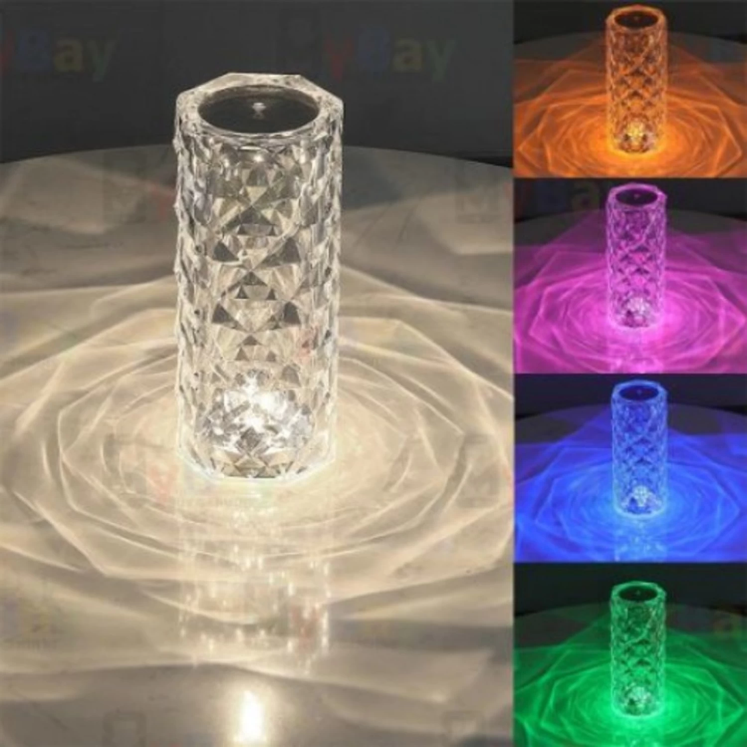 Lampa Luminoasa led Efect Cristal, 3 Lumini Albe, 16 Lumini RGB, Telecomanda Inclusa, Control Tactil, Reincarcabila pentru Dormitor, Birou, Bucatarie, Camping [5]