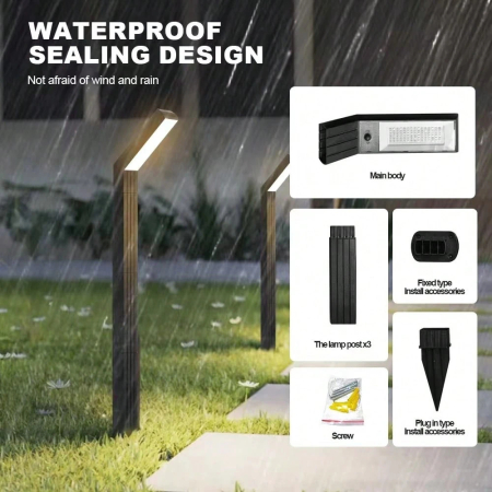 Lampă solară LED grădină, design modular, înălțime reglabilă până la 97 cm, protecție IP65, rezistentă la intemperii [4]