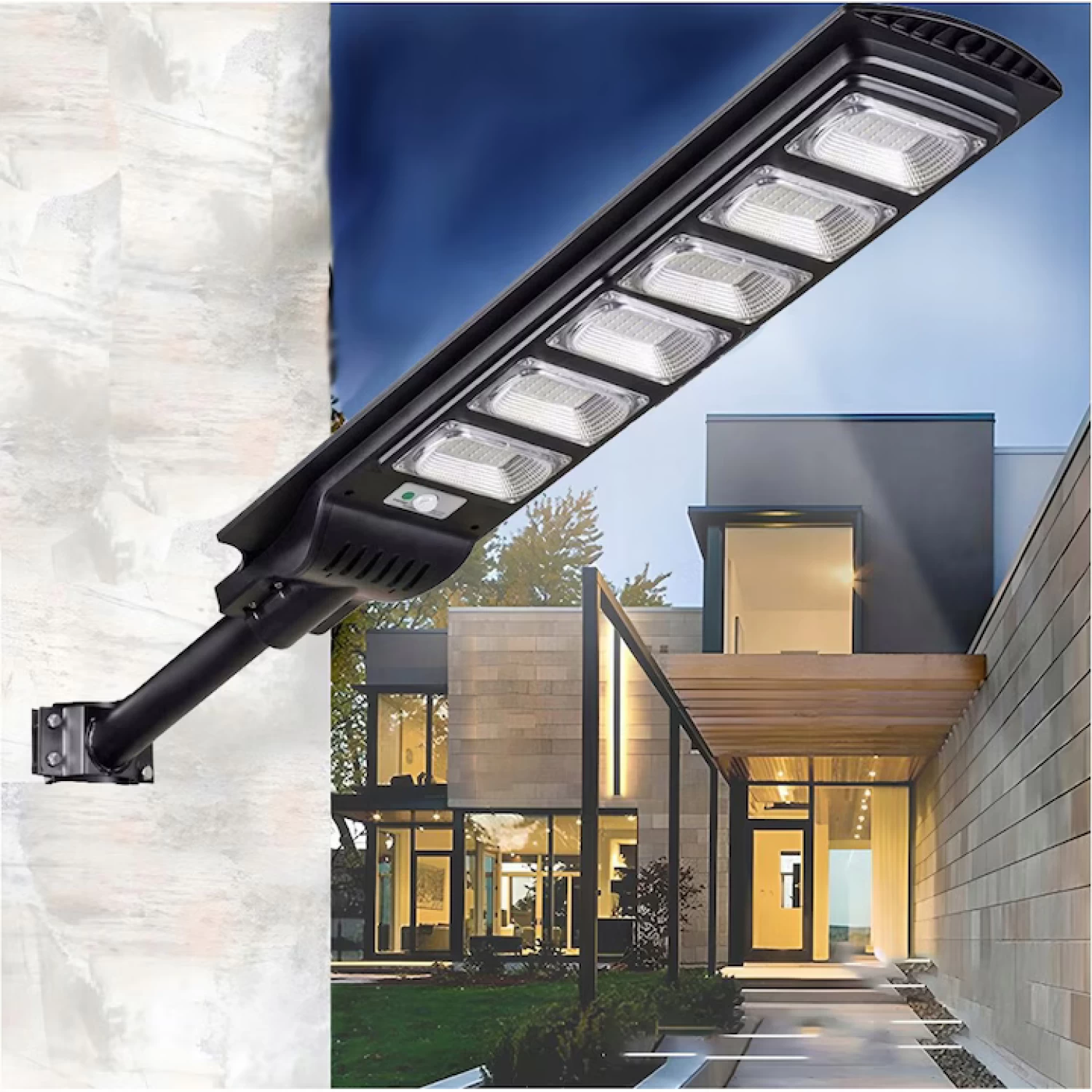 Lampi solare si lanterne led - Lampă Stradală Solară LED 2000W, Autonomă, 20000mAh, 288 LED-uri, IP66, Senzor de Mișcare și lumina, Telecomandă, Iluminat Exterior pentru Curte, Grădină, Parcare sau Stradă, Alb Rece, Panou Solar 18W