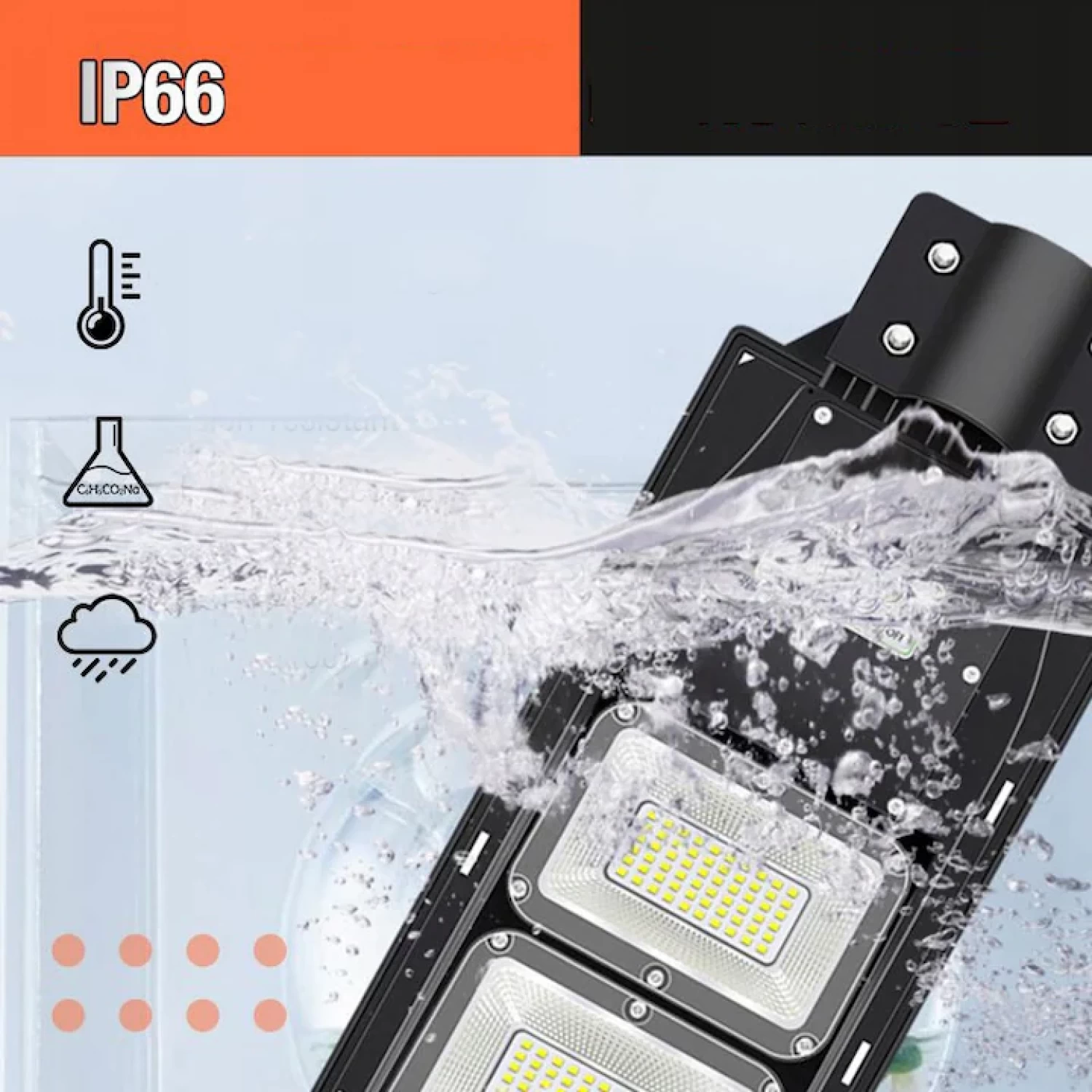 Lampă Stradală Solară LED 2000W, Autonomă, 20000mAh, 288 LED-uri, IP66, Senzor de Mișcare și lumina, Telecomandă, Iluminat Exterior pentru Curte, Grădină, Parcare sau Stradă, Alb Rece, Panou Solar 18W [2]