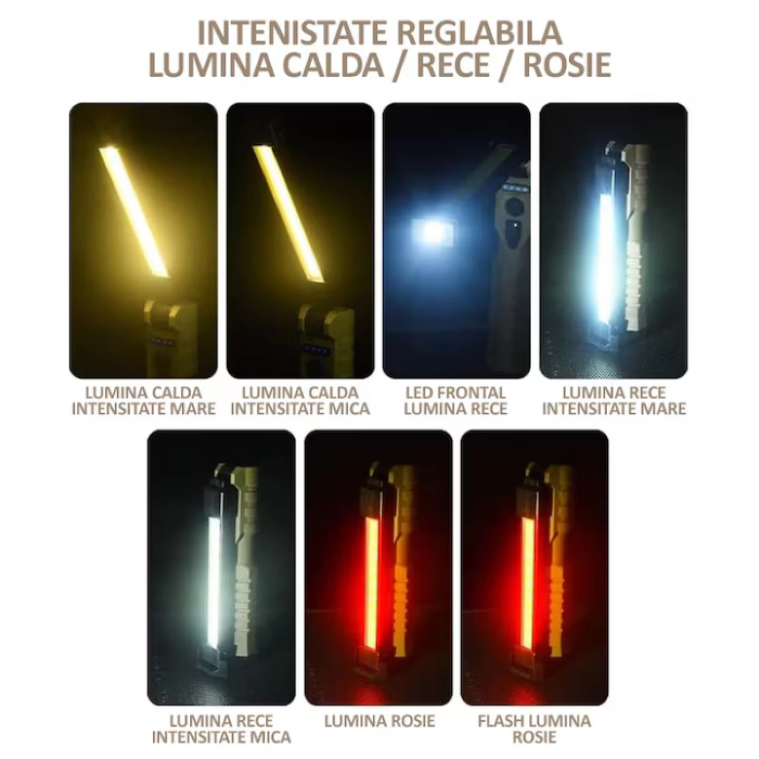 Lanternă de Lucru COB LED Multifuncțională - 400 lm, Rabatabilă 360°, Magnet și Power Bank, USB-C [1]