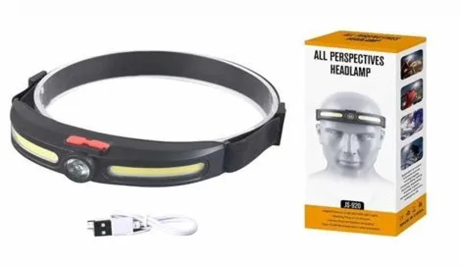 Lampi solare si lanterne led - Lanternă Frontală LED Reîncărcabilă 8000 LM, 4 Moduri de Iluminare, Rotire 90 Grade, Bandă Ajustabilă, Autonomie 4-6 Ore, Material ABS și Silicon - Iluminare Puternică pentru Activități în Aer Liber