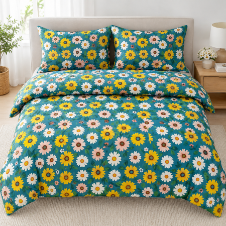 Lenjerii De Pat - Lenjerie de Pat Finet 4 Piese Pucioasa - cu Cearșaf cu Elastic, Cearșaf de Pat 200 × 230 cm, Husă Pilotă 180 × 230 cm, 2 Fețe de Pernă 50 × 70 cm