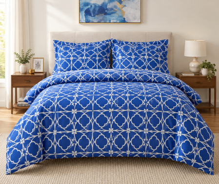 Lenjerii De Pat - Lenjerie de Pat Finet 4 Piese Pucioasa - cu Cearșaf cu Elastic, Cearșaf de Pat 200 × 230 cm, Husă Pilotă 180 × 230 cm, 2 Fețe de Pernă 50 × 70 cm
