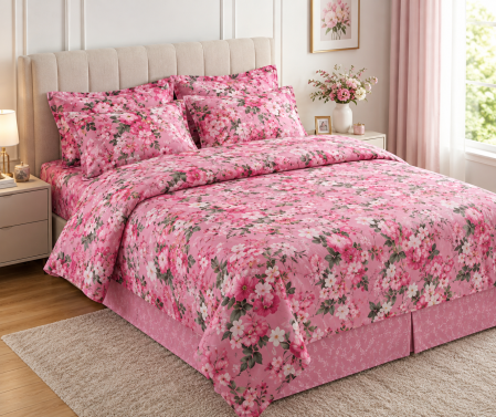 Lenjerii De Pat - Lenjerie de Pat Finet 4 Piese Pucioasa - cu Cearșaf cu Elastic, Cearșaf de Pat 200 × 230 cm, Husă Pilotă 180 × 230 cm, 2 Fețe de Pernă 50 × 70 cm