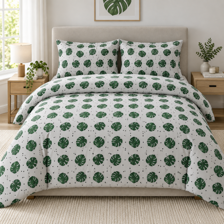 Lenjerii De Pat - Lenjerie de Pat Finet 4 Piese Pucioasa - cu Cearșaf cu Elastic, Cearșaf de Pat 200 × 230 cm, Husă Pilotă 180 × 230 cm, 2 Fețe de Pernă 50 × 70 cm