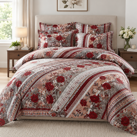 Lenjerii De Pat - Lenjerie de Pat Finet 4 Piese Pucioasa - cu Cearșaf cu Elastic, Cearșaf de Pat 200 × 230 cm, Husă Pilotă 180 × 230 cm, 2 Fețe de Pernă 50 × 70 cm