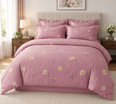 Lenjerii De Pat - Lenjerie de Pat Finet 4 Piese Pucioasa - cu Cearșaf cu Elastic, Cearșaf de Pat 200 × 230 cm, Husă Pilotă 180 × 230 cm, 2 Fețe de Pernă 50 × 70 cm