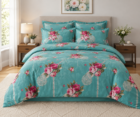 Lenjerii De Pat - Lenjerie de Pat Finet 4 Piese Pucioasa - cu Cearșaf cu Elastic, Cearșaf de Pat 200 × 230 cm, Husă Pilotă 180 × 230 cm, 2 Fețe de Pernă 50 × 70 cm