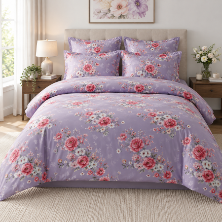 Lenjerii De Pat - Lenjerie de Pat Finet 4 Piese Pucioasa - cu Cearșaf cu Elastic, Cearșaf de Pat 200 × 230 cm, Husă Pilotă 180 × 230 cm, 2 Fețe de Pernă 50 × 70 cm