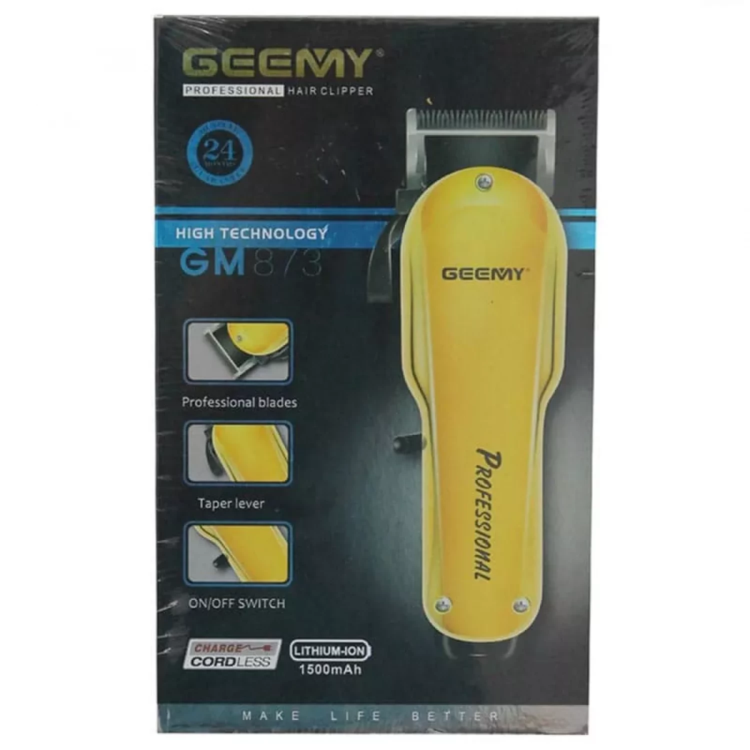 Mașină de Tuns Profesională Geemy GM-6081, 15W, Alimentare Fără Fir și cu Cablu, Baterie 2000mAh, Timp de Încarcare 2.5h, Timp de Funcționare 60min, 4 Capete Interchangeabile (3, 6, 10, 13mm), Design [1]