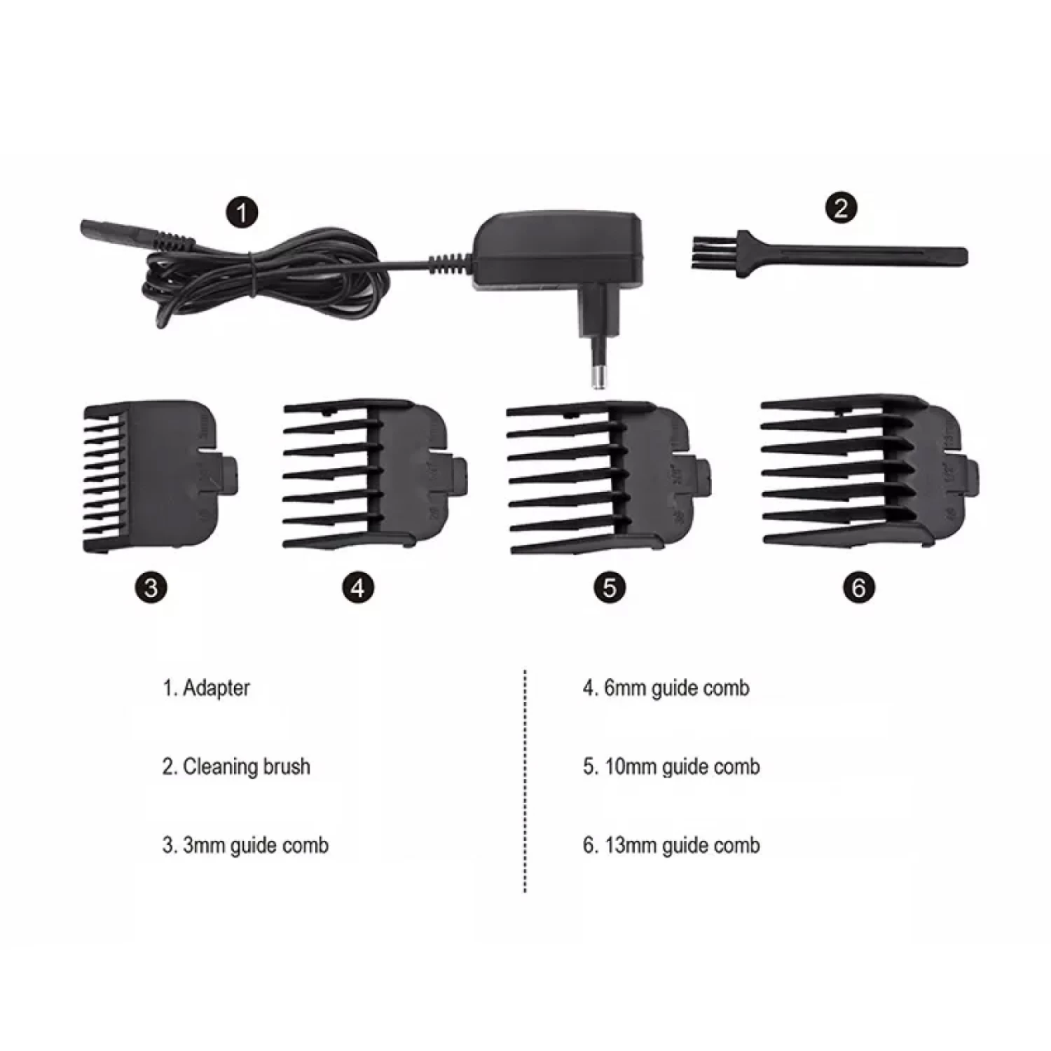Mașină de Tuns Profesională Geemy GM-6081, 15W, Alimentare Fără Fir și cu Cablu, Baterie 2000mAh, Timp de Încarcare 2.5h, Timp de Funcționare 60min, 4 Capete Interchangeabile (3, 6, 10, 13mm), Design [3]