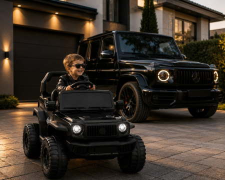 Mașină electrică Off-Road pentru copii, acumulator reîncărcabil 6V, dimensiuni 89 x 81 x 55 cm, 4 roți rezistente, construcție din plastic durabil, negru [3]