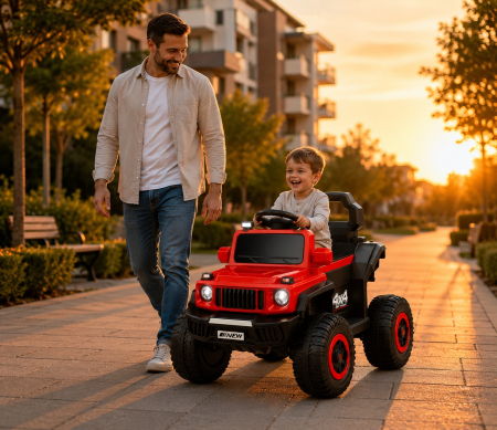 Mașină electrică Off-Road pentru copii, acumulator reîncărcabil 6V, dimensiuni 89 x 81 x 55 cm, 4 roți rezistente, construcție din plastic durabil, rosu [1]