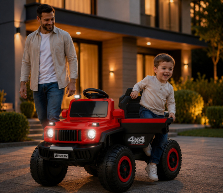 Mașină electrică Off-Road pentru copii, acumulator reîncărcabil 6V, dimensiuni 89 x 81 x 55 cm, 4 roți rezistente, construcție din plastic durabil, rosu [2]