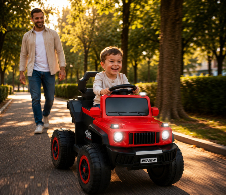 Mașină electrică Off-Road pentru copii, acumulator reîncărcabil 6V, dimensiuni 89 x 81 x 55 cm, 4 roți rezistente, construcție din plastic durabil, rosu [4]