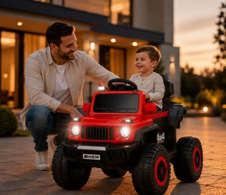 Mașină electrică Off-Road pentru copii, acumulator reîncărcabil 6V, dimensiuni 89 x 81 x 55 cm, 4 roți rezistente, construcție din plastic durabil, rosu [3]