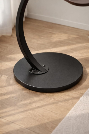 Măsuță laterală cu blat din lemn și bază metalică, design elegant curbat, perfectă pentru spații mici, dimensiuni 40 x 30 x 61 cm [9]