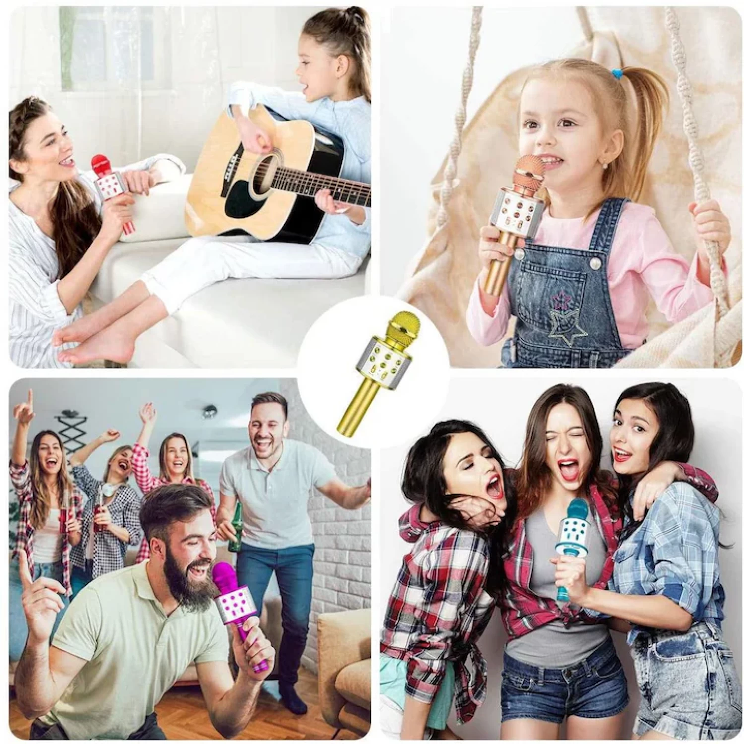 Microfon Karaoke Wireless cu Boxă Bluetooth Integrată, 2 Difuzoare, Mod Echo, Funcții Bass & Treble, Baterie 2600mAh, Compatibil Android/Apple, Design Compact și Elegant, Diverse Culori [19]