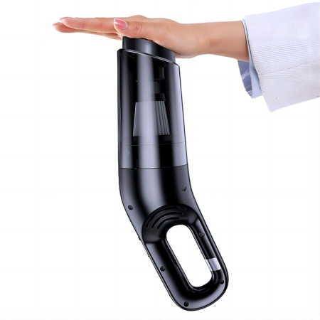 Mini aspirator fără fir 2 în 1, 120 W, capacitate colectare 0.35 L, pentru mașină și locuință, autonomie până la 25 min, încărcare USB, negru [9]