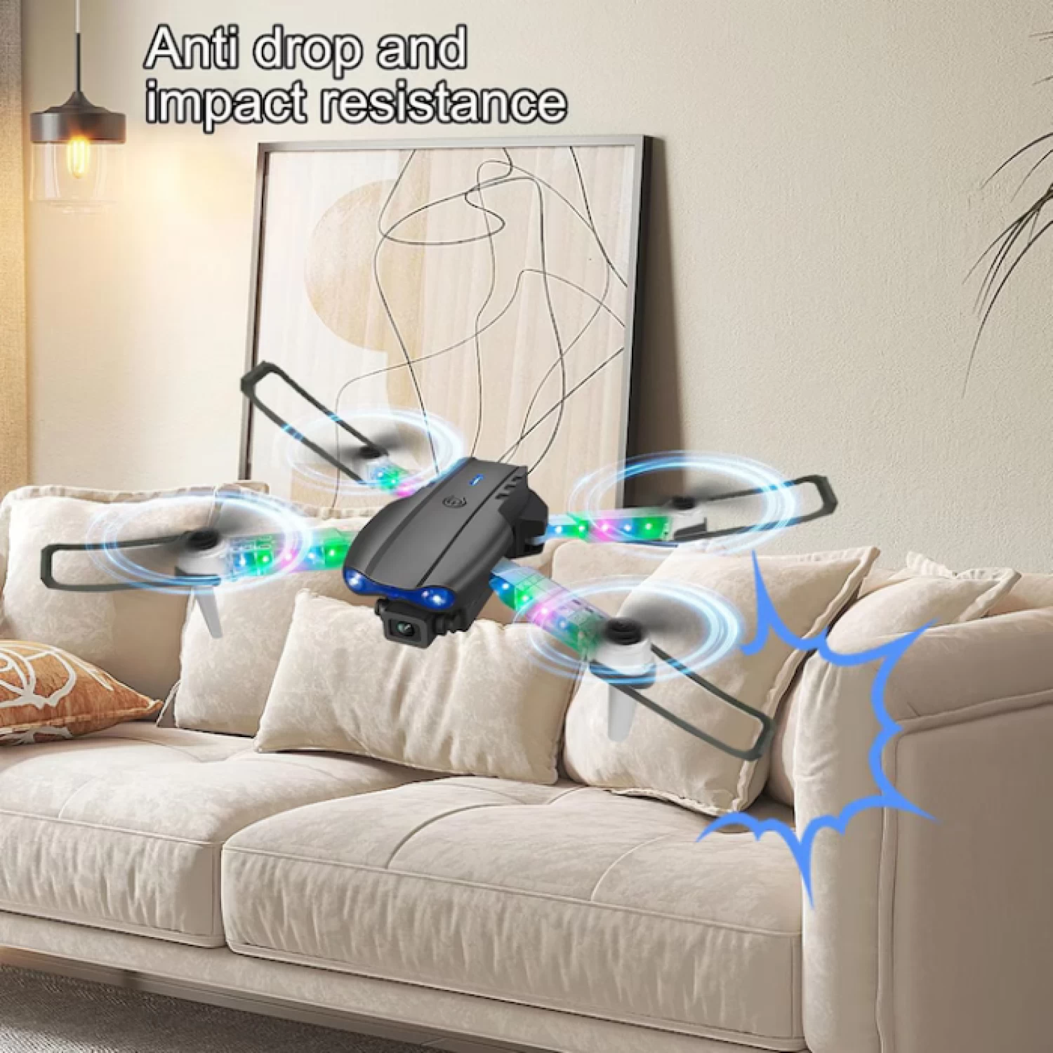 Mini Dronă Pliabilă E99 Light Edition cu Cameră Dublă HD, Control Wi-Fi FPV și 2 Baterii Incluse - Rază până la 100 m [5]