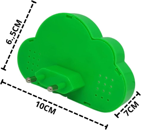 Mini Lampă LED de Veghe pentru Copii, Model Norișor, Conectare Directă la Priză, Lumină Ambientală Delicată, Material Plastic, Dimensiuni 10 × 10 × 12 cm, Potrivită pentru Camera Copiilor, Verde [2]