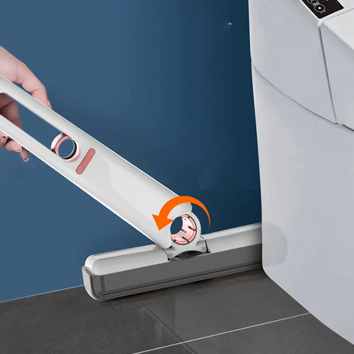 Mini mop de mână, portabil, burete PVA absorbant, sistem push-pull de stoarcere, 15.5×29.5 cm, alb [2]