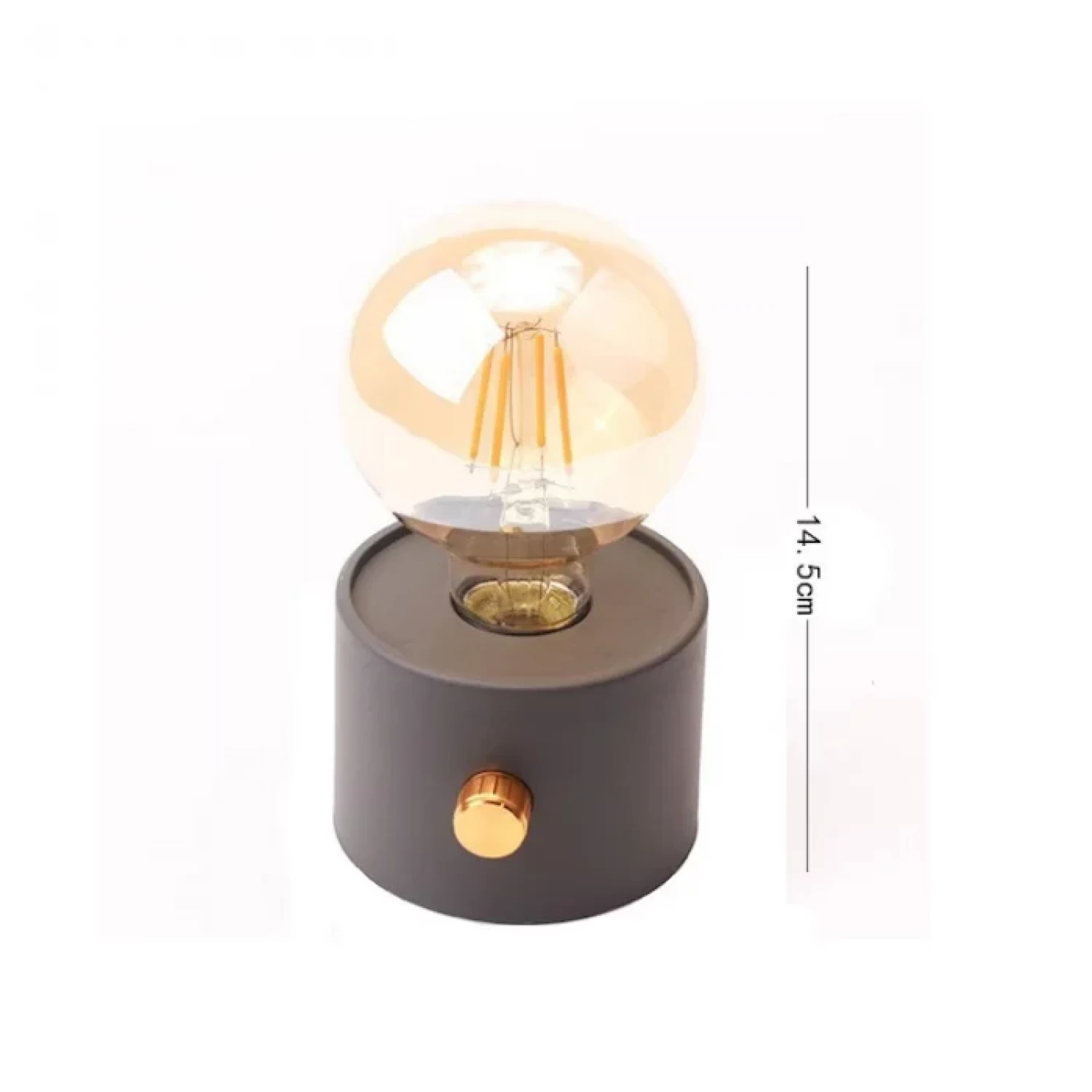 Mini Veioză Decorativă Retro, LED cu Filament Vintage, Lumină Caldă, Intensitate Reglabilă, Alimentare Baterii, Gri Închis [5]